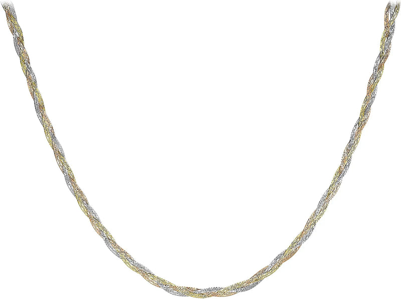 Amazon.com: Solid 14k Yellow Tri 3 Color Gold Rope Chain Necklace 2mm 18
